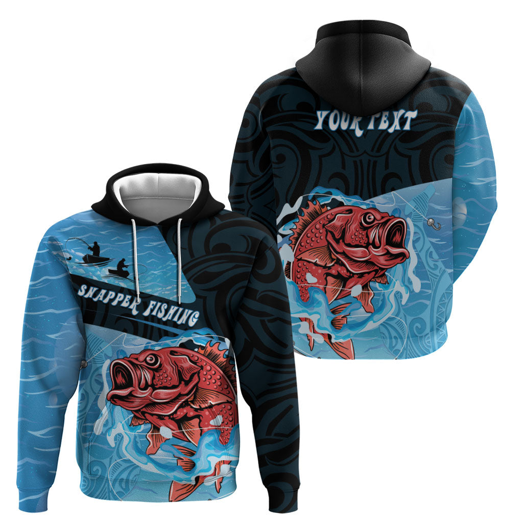 Personalised Snapper Fishing New Zealand Hoodie Tamure Fish Hook Maori Pattern LT22 - Polynesian Pride
