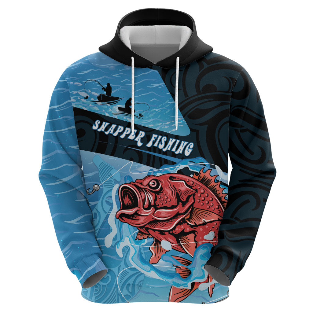 Personalised Snapper Fishing New Zealand Hoodie Tamure Fish Hook Maori Pattern LT22 - Polynesian Pride