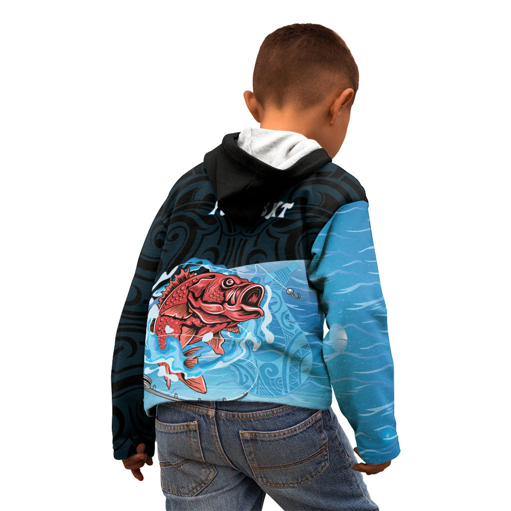 Personalised Snapper Fishing New Zealand Kid Hoodie Tamure Fish Hook Maori Pattern LT22 - Polynesian Pride