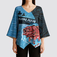 Personalised Snapper Fishing New Zealand Kimono Sleeve Blouse Tamure Fish Hook Maori Pattern LT22 - Polynesian Pride