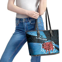 Snapper Fishing New Zealand Leather Tote Bag Tamure Fish Hook Maori Pattern LT22 - Polynesian Pride