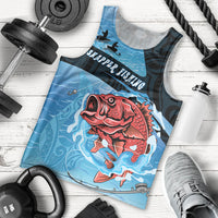 Personalised Snapper Fishing New Zealand Men Tank Top Tamure Fish Hook Maori Pattern LT22 - Polynesian Pride