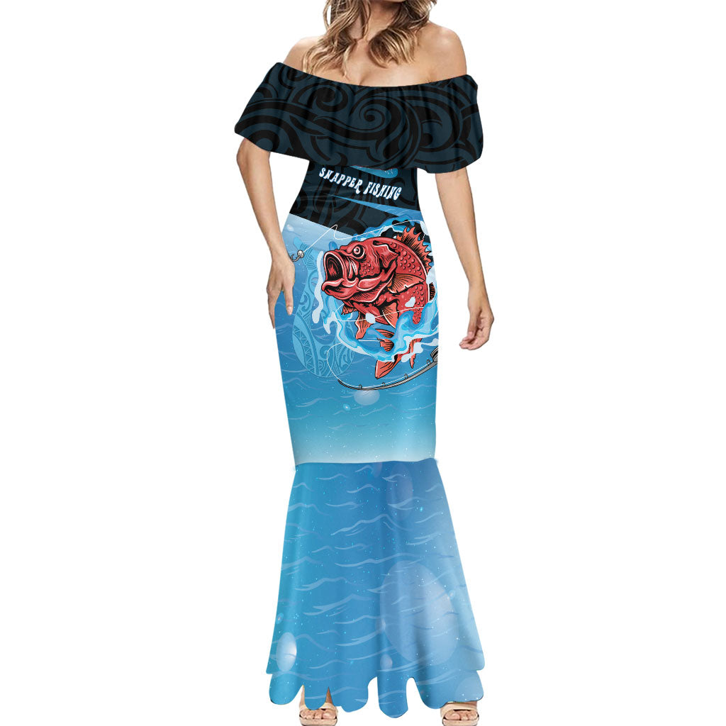 Personalised Snapper Fishing New Zealand Mermaid Dress Tamure Fish Hook Maori Pattern LT22 - Polynesian Pride