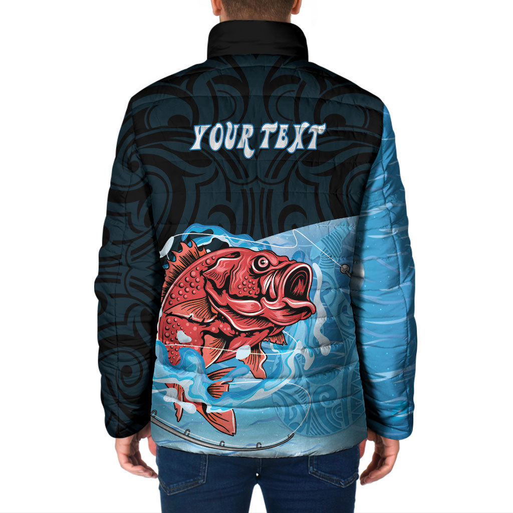Personalised Snapper Fishing New Zealand Padded Jacket Tamure Fish Hook Maori Pattern LT22 - Polynesian Pride