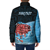 Personalised Snapper Fishing New Zealand Padded Jacket Tamure Fish Hook Maori Pattern LT22 - Polynesian Pride
