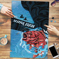 Snapper Fishing New Zealand Puzzle Tamure Fish Hook Maori Pattern LT22 Blue - Polynesian Pride