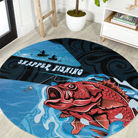 Snapper Fishing New Zealand Round Carpet Tamure Fish Hook Maori Pattern