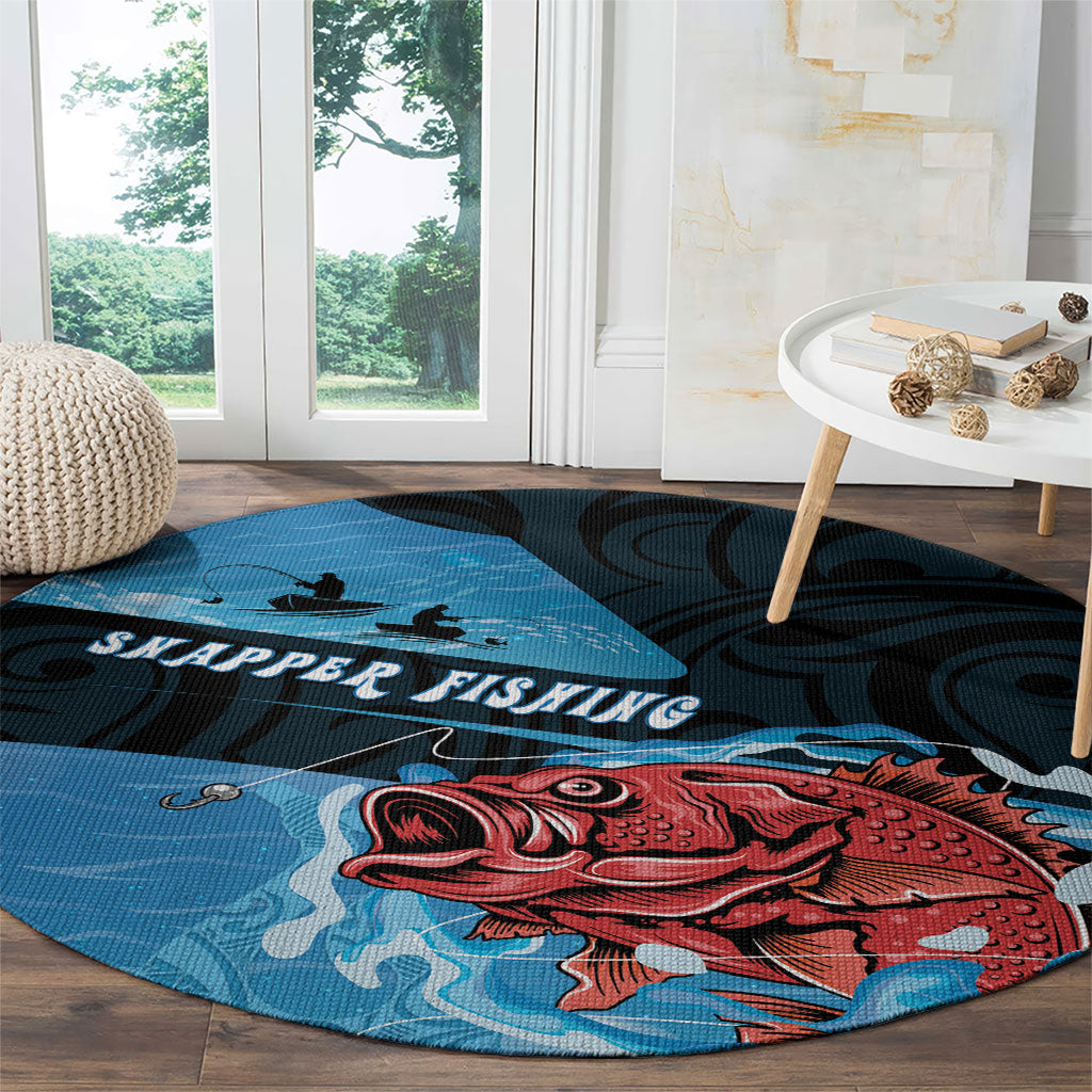 Snapper Fishing New Zealand Round Carpet Tamure Fish Hook Maori Pattern