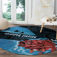 Snapper Fishing New Zealand Round Carpet Tamure Fish Hook Maori Pattern