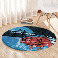 Snapper Fishing New Zealand Round Carpet Tamure Fish Hook Maori Pattern