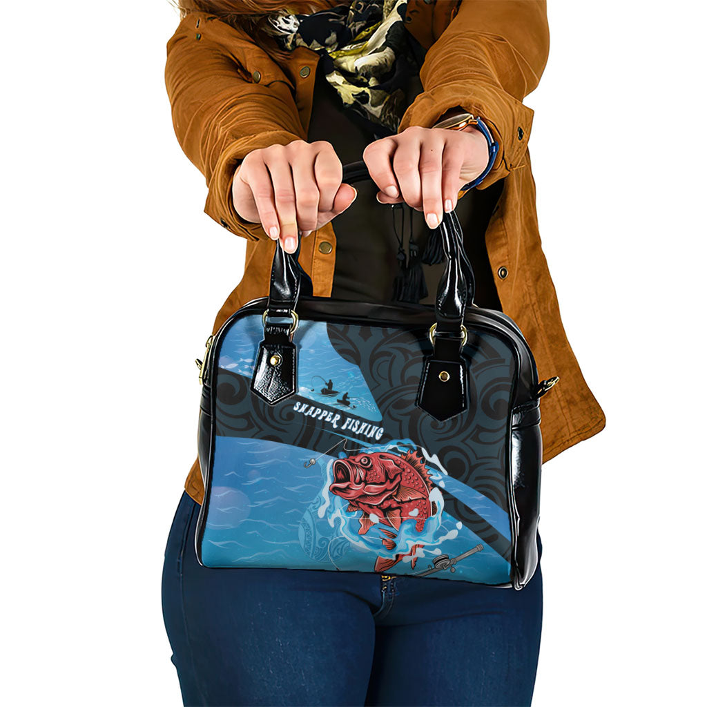 Snapper Fishing New Zealand Shoulder Handbag Tamure Fish Hook Maori Pattern LT22 One Size Blue - Polynesian Pride