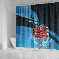 Snapper Fishing New Zealand Shower Curtain Tamure Fish Hook Maori Pattern LT22 - Polynesian Pride