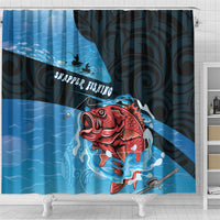 Snapper Fishing New Zealand Shower Curtain Tamure Fish Hook Maori Pattern LT22 - Polynesian Pride