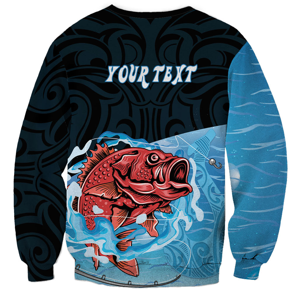 Personalised Snapper Fishing New Zealand Sweatshirt Tamure Fish Hook Maori Pattern LT22 - Polynesian Pride
