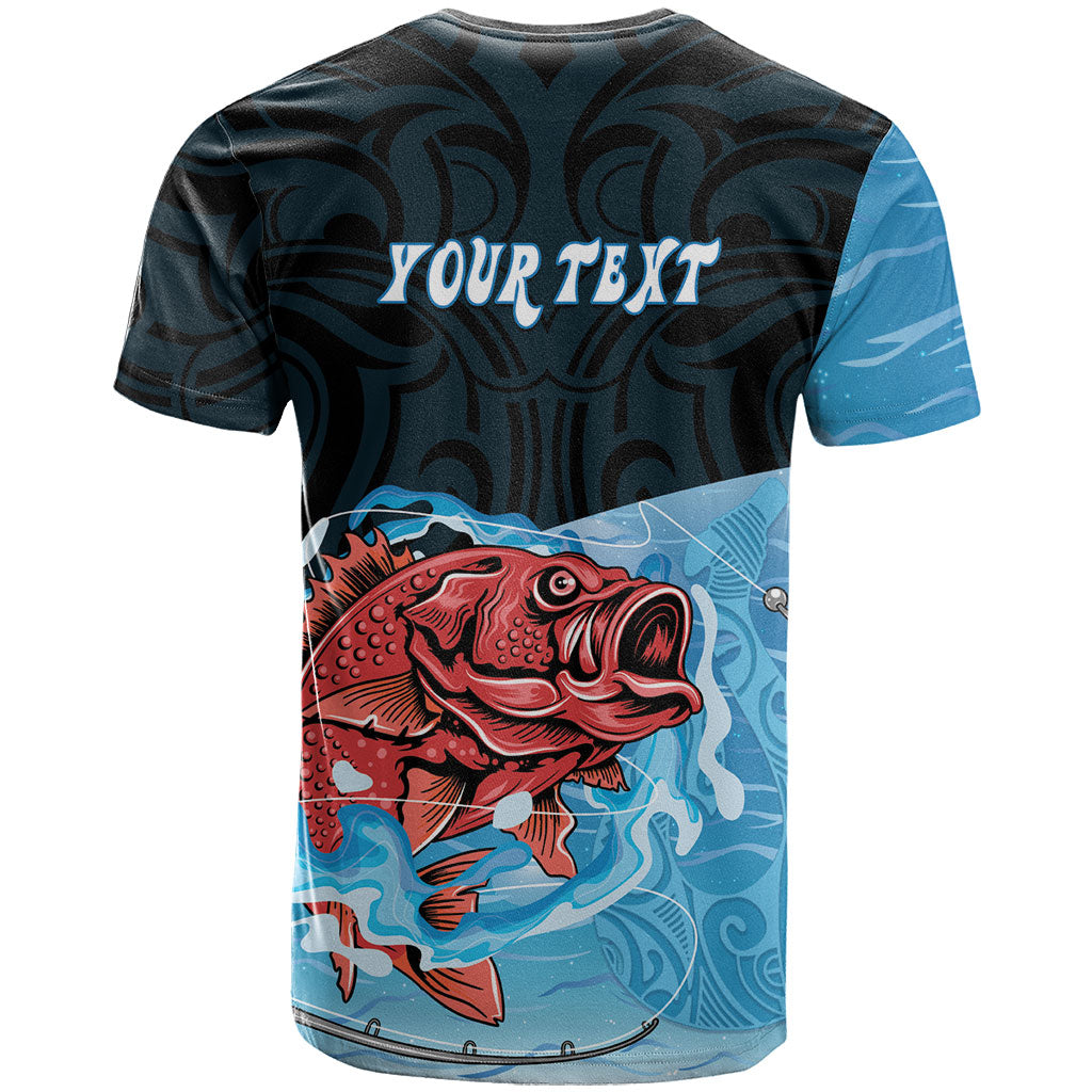 Personalised Snapper Fishing New Zealand T Shirt Tamure Fish Hook Maori Pattern LT22 - Polynesian Pride