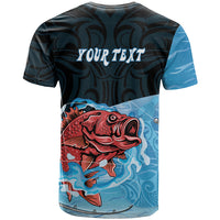 Personalised Snapper Fishing New Zealand T Shirt Tamure Fish Hook Maori Pattern LT22 - Polynesian Pride