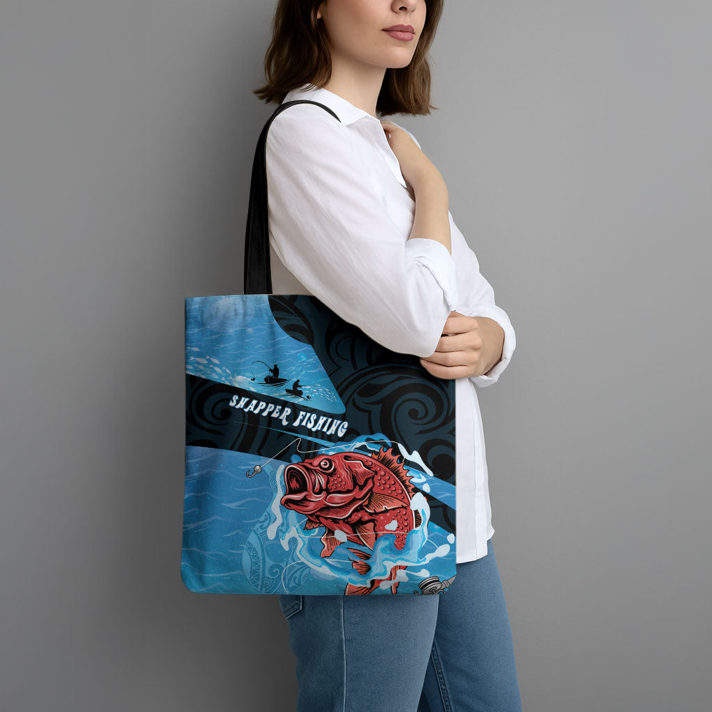 Snapper Fishing New Zealand Tote Bag Tamure Fish Hook Maori Pattern LT22 - Polynesian Pride