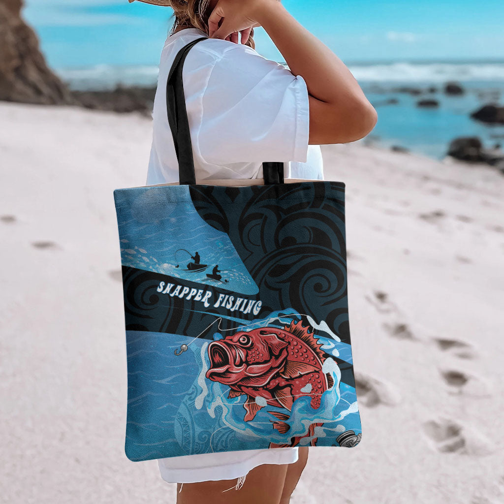 Snapper Fishing New Zealand Tote Bag Tamure Fish Hook Maori Pattern LT22 - Polynesian Pride