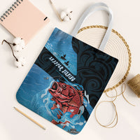 Snapper Fishing New Zealand Tote Bag Tamure Fish Hook Maori Pattern LT22 White Strap One Size Blue - Polynesian Pride