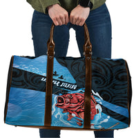 Snapper Fishing New Zealand Travel Bag Tamure Fish Hook Maori Pattern LT22 Blue - Polynesian Pride