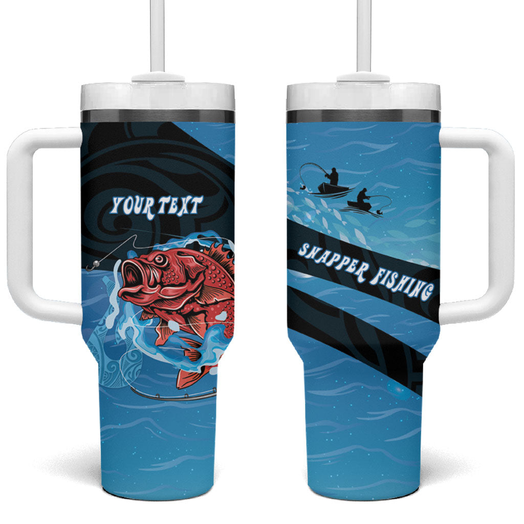 Personalised Snapper Fishing New Zealand Tumbler With Handle Tamure Fish Hook Maori Pattern