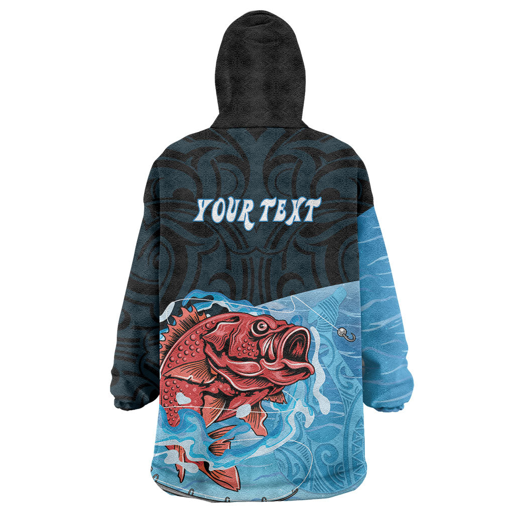 Personalised Snapper Fishing New Zealand Wearable Blanket Hoodie Tamure Fish Hook Maori Pattern LT22 - Polynesian Pride