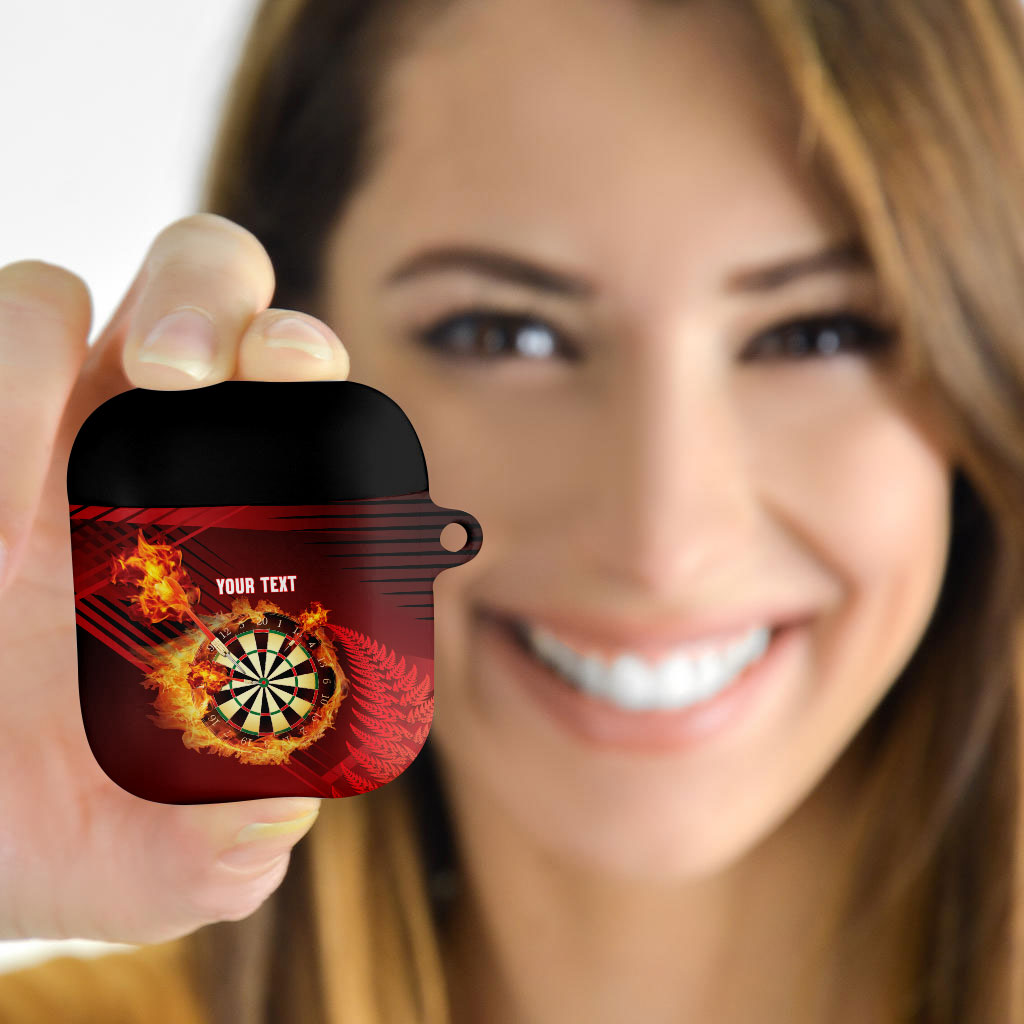 Personalised Darts New Zealand AirPods Case Silver Fern Red Color LT22 - Polynesian Pride