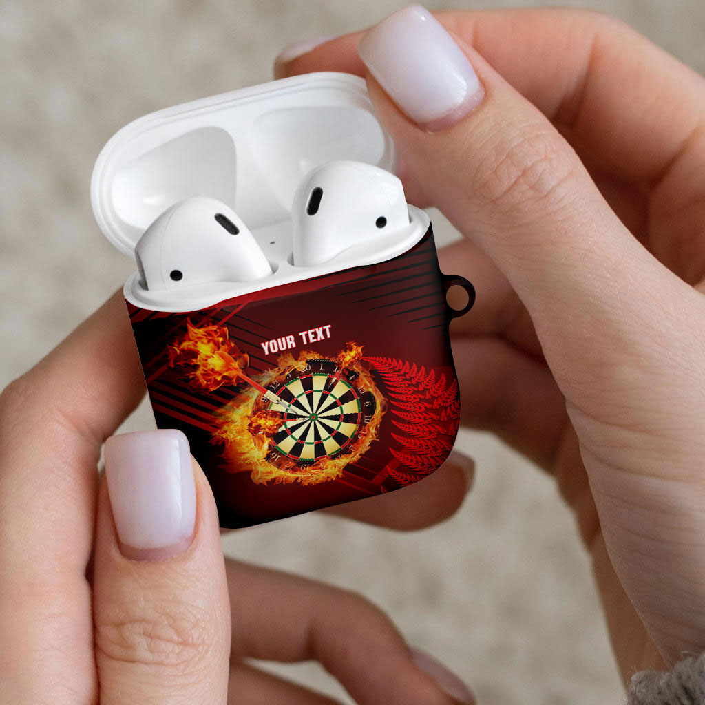 Personalised Darts New Zealand AirPods Case Silver Fern Red Color LT22 - Polynesian Pride