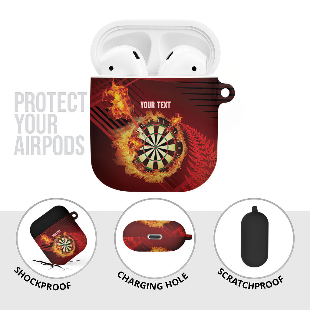 Personalised Darts New Zealand AirPods Case Silver Fern Red Color LT22 - Polynesian Pride