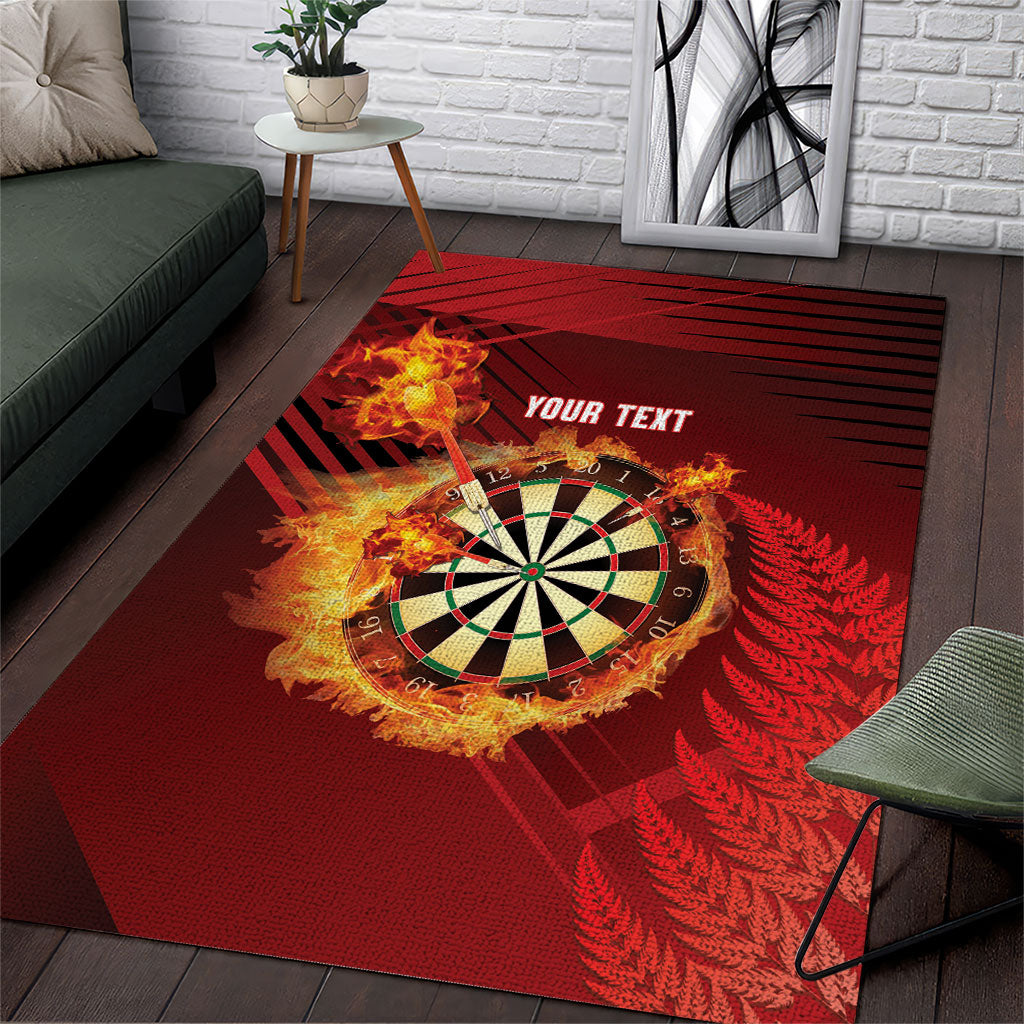 Personalised Darts New Zealand Area Rug Silver Fern Red Color LT22 Red - Polynesian Pride