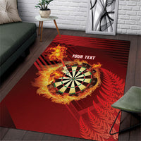 Personalised Darts New Zealand Area Rug Silver Fern Red Color LT22 Red - Polynesian Pride