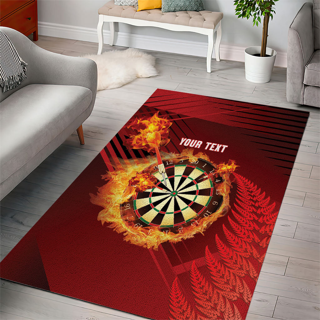 Personalised Darts New Zealand Area Rug Silver Fern Red Color LT22 - Polynesian Pride