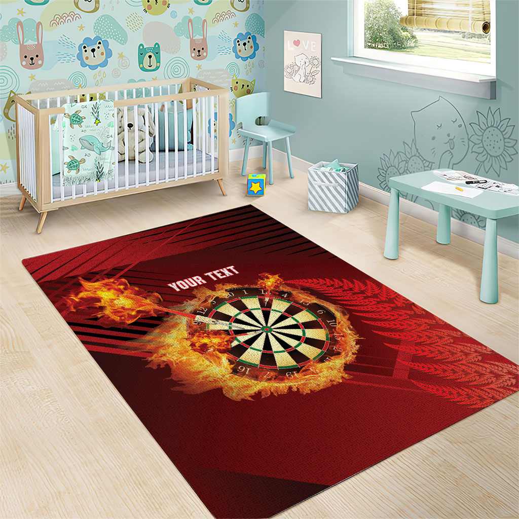 Personalised Darts New Zealand Area Rug Silver Fern Red Color LT22 - Polynesian Pride
