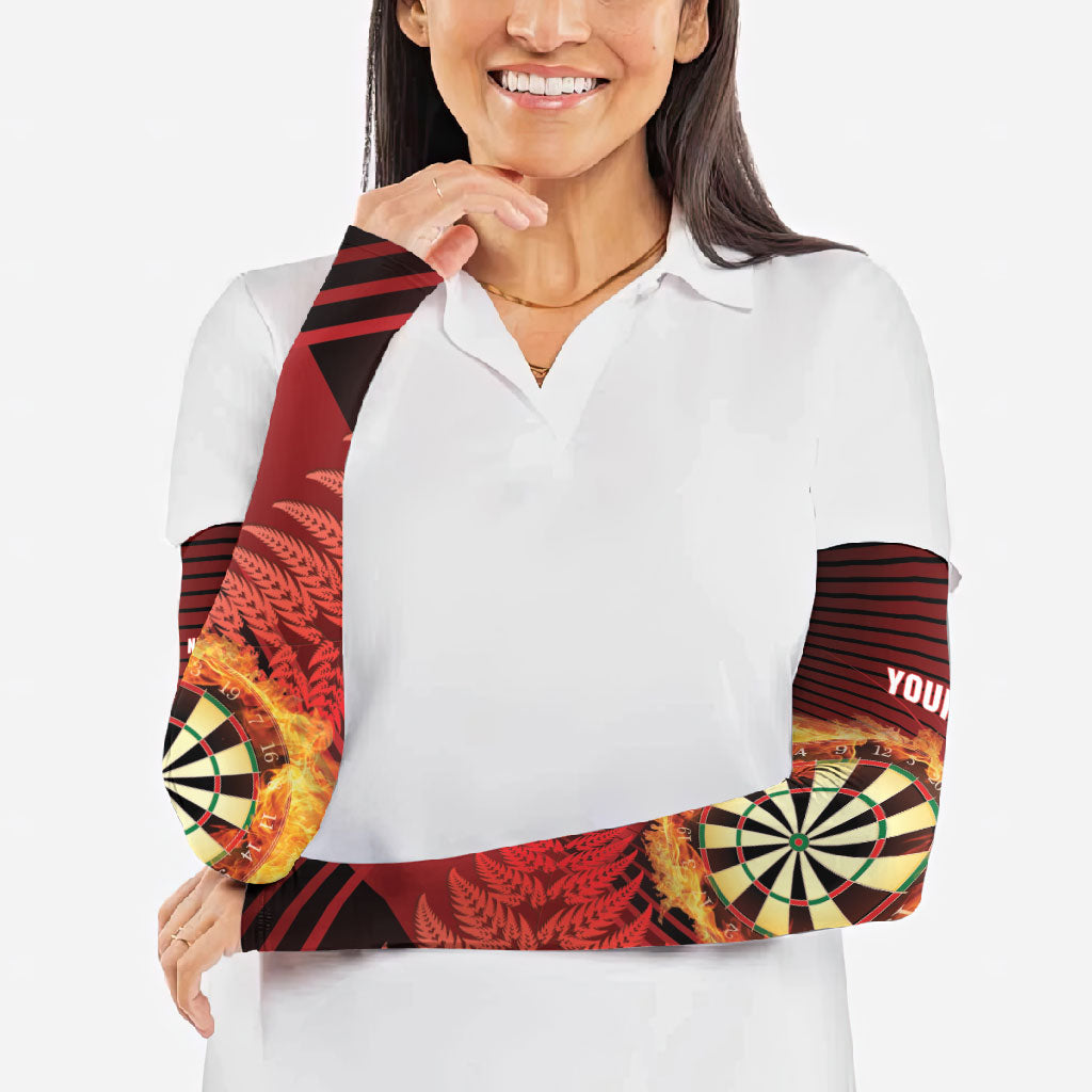 Personalised Darts New Zealand Arm Sleeves Silver Fern Red Color LT22 - Polynesian Pride