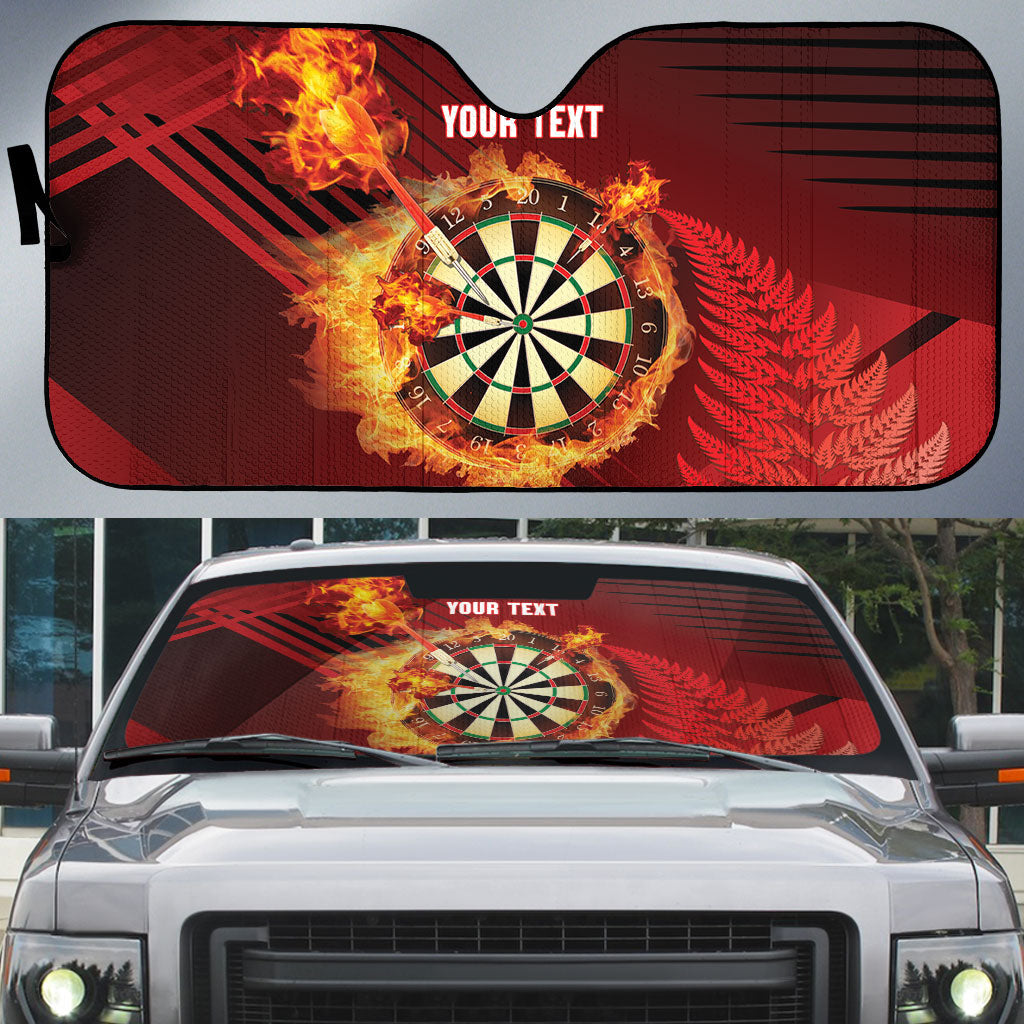 Personalised Darts New Zealand Auto Sun Shade Silver Fern Red Color LT22 Red - Polynesian Pride