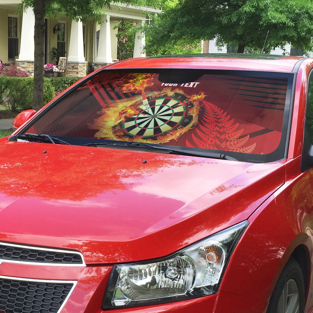 Personalised Darts New Zealand Auto Sun Shade Silver Fern Red Color LT22 - Polynesian Pride