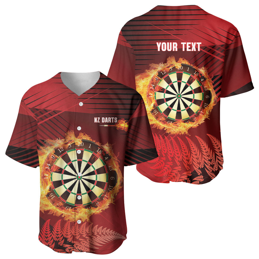 Personalised Darts New Zealand Baseball Jersey Silver Fern Red Color LT22 - Polynesian Pride