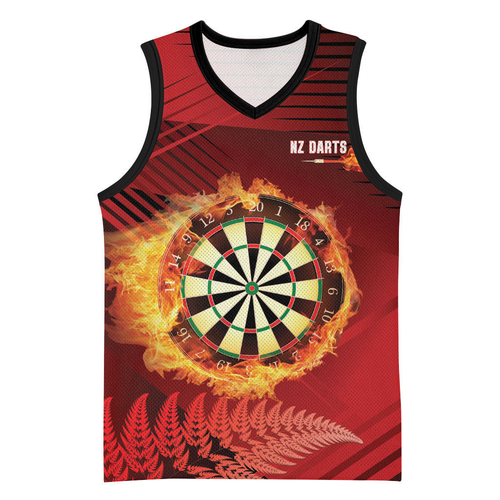 Personalised Darts New Zealand Basketball Jersey Silver Fern Red Color LT22 Unisex Red - Polynesian Pride