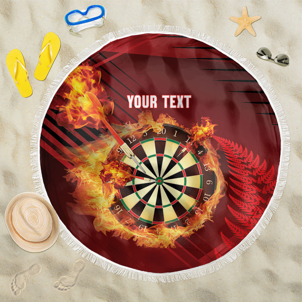 Personalised Darts New Zealand Beach Blanket Silver Fern Red Color LT22 One Size 150cm Red - Polynesian Pride