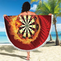 Personalised Darts New Zealand Beach Blanket Silver Fern Red Color LT22 - Polynesian Pride