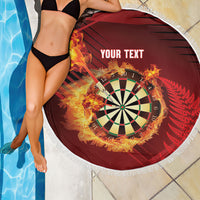 Personalised Darts New Zealand Beach Blanket Silver Fern Red Color LT22 - Polynesian Pride