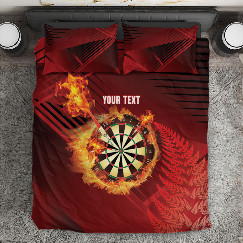 Personalised Darts New Zealand Bedding Set Silver Fern Red Color