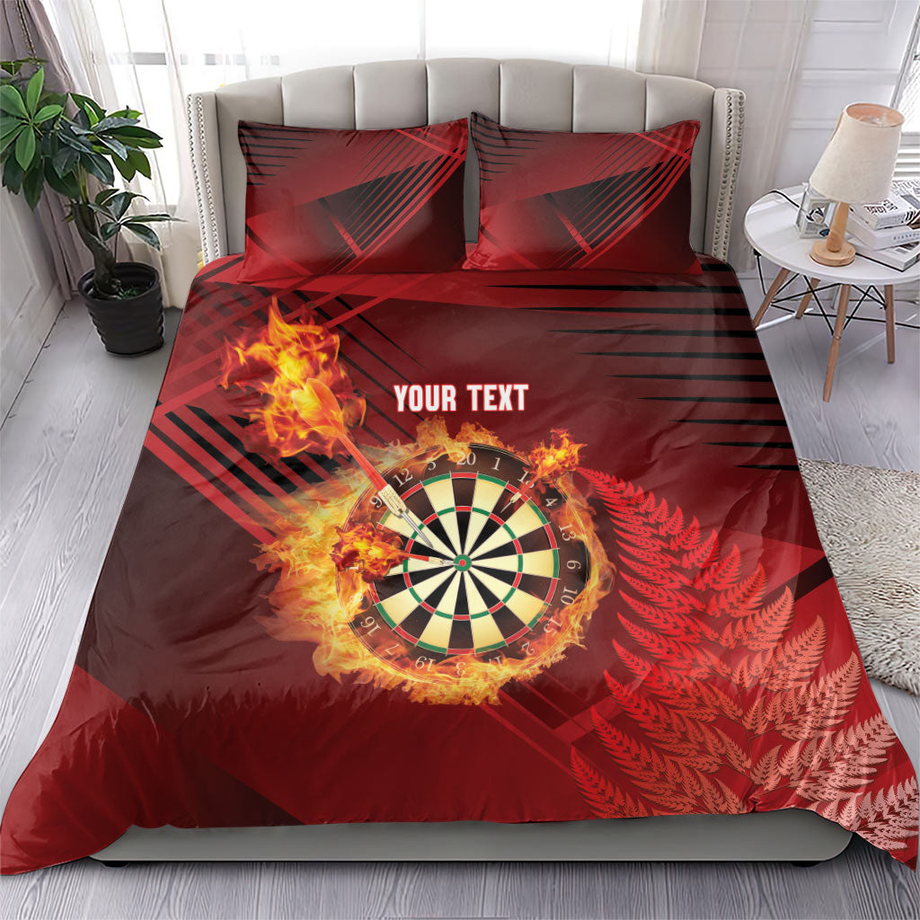 Personalised Darts New Zealand Bedding Set Silver Fern Red Color LT22 - Polynesian Pride