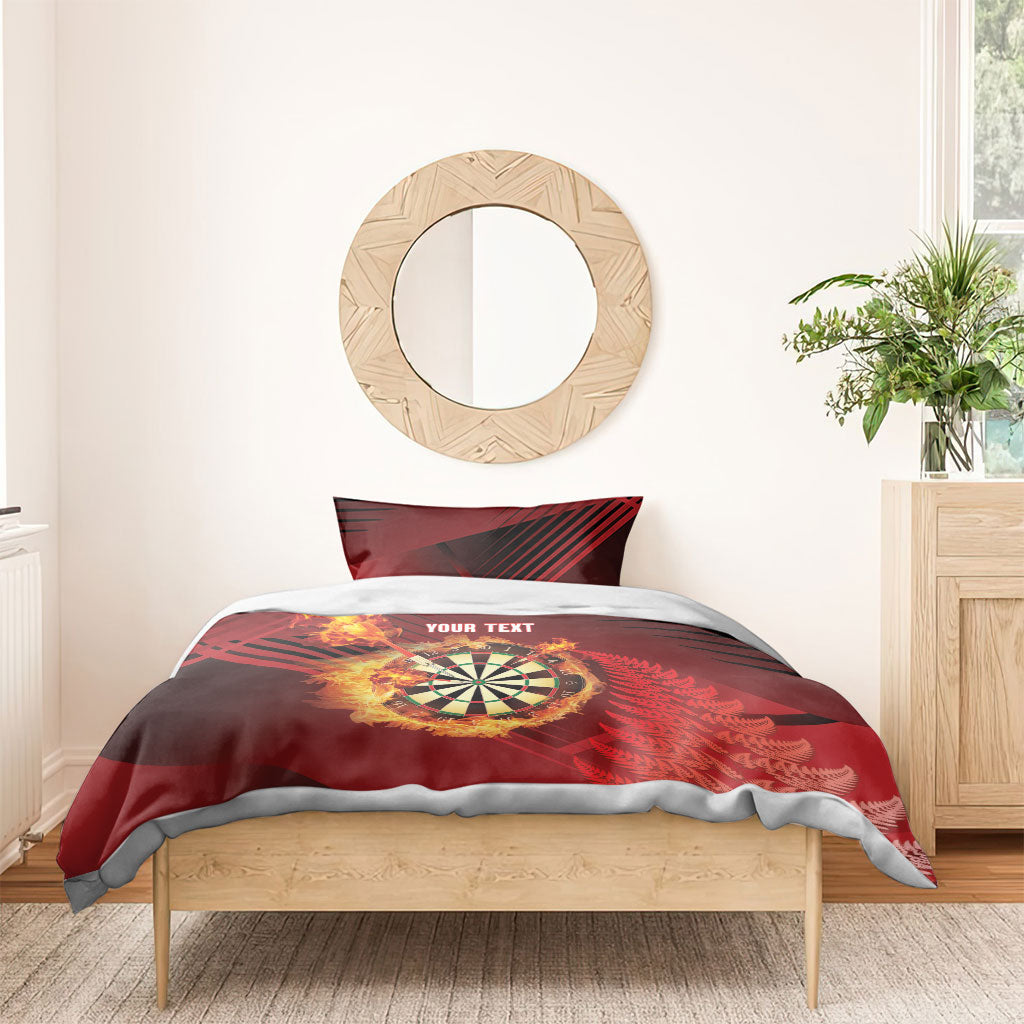 Personalised Darts New Zealand Bedding Set Silver Fern Red Color LT22 - Polynesian Pride