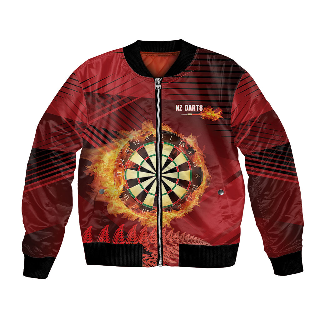 Personalised Darts New Zealand Bomber Jacket Silver Fern Red Color LT22 Unisex Red - Polynesian Pride