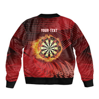Personalised Darts New Zealand Bomber Jacket Silver Fern Red Color LT22 - Polynesian Pride