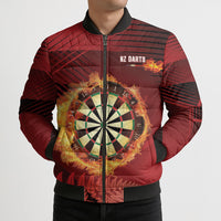 Personalised Darts New Zealand Bomber Puffer Jacket Silver Fern Red Color LT22 - Polynesian Pride