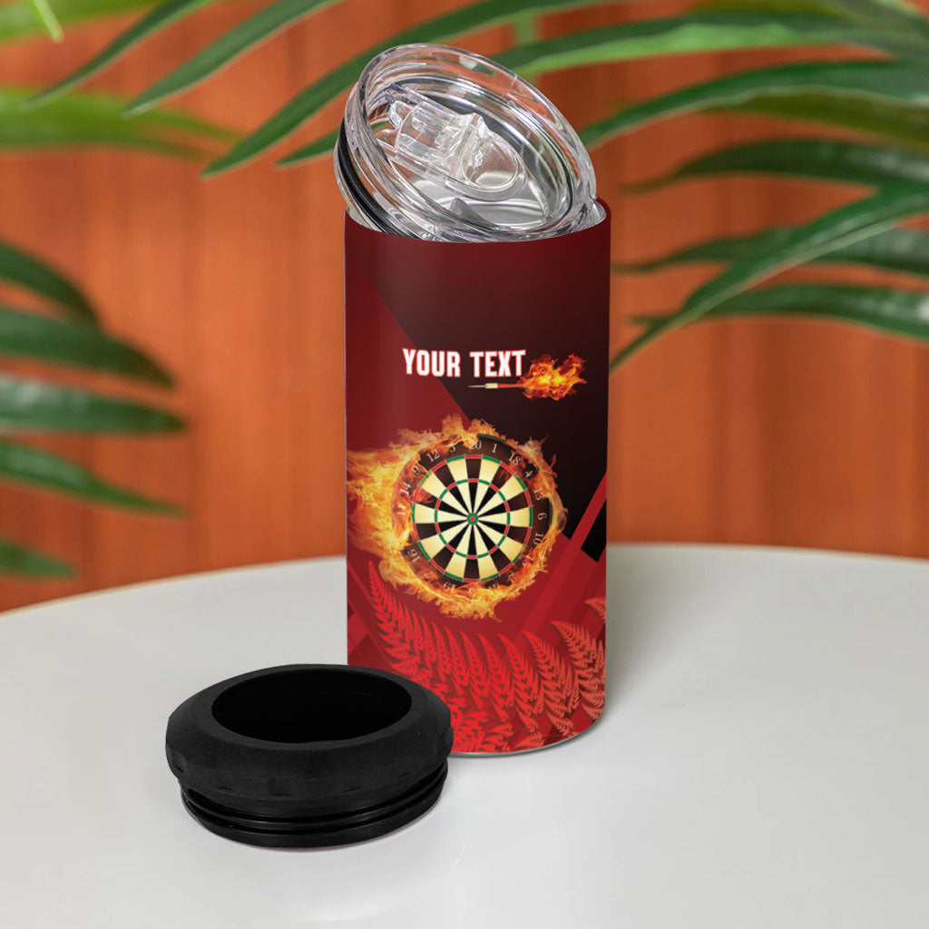 Personalised Darts New Zealand 4 in 1 Can Cooler Tumbler Silver Fern Red Color