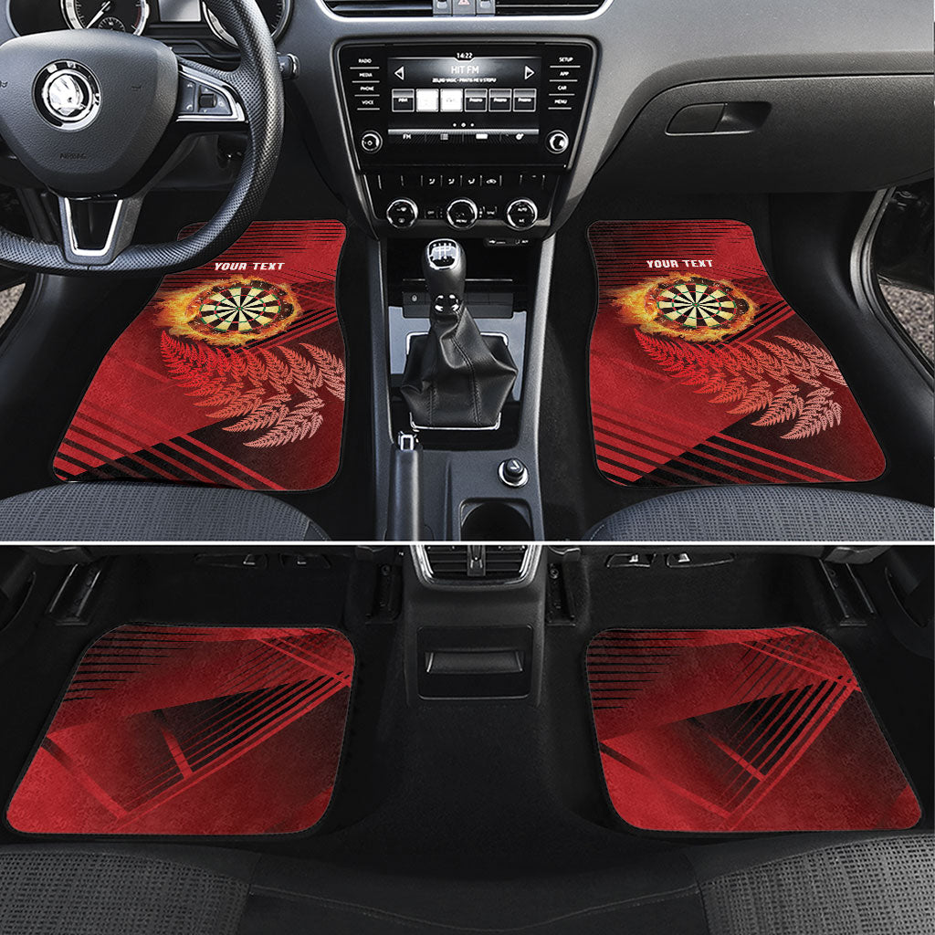 Personalised Darts New Zealand Car Mats Silver Fern Red Color LT22 Set 4pcs Red - Polynesian Pride