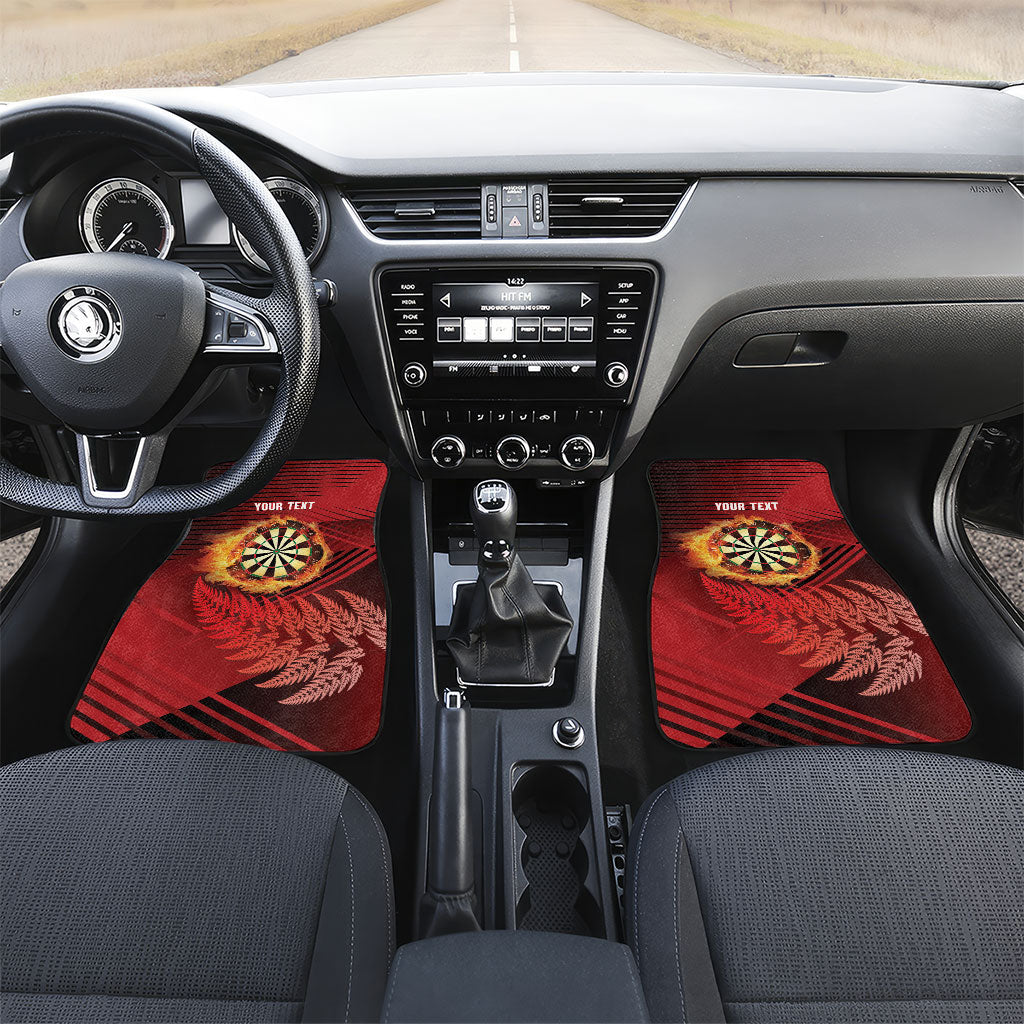 Personalised Darts New Zealand Car Mats Silver Fern Red Color LT22 Set 2pcs - Front Red - Polynesian Pride